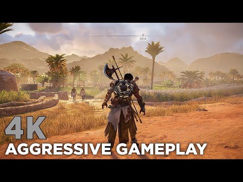 Assassin's Creed Origins Combat - Aggressive Gameplay (2022 4K 60FPS)