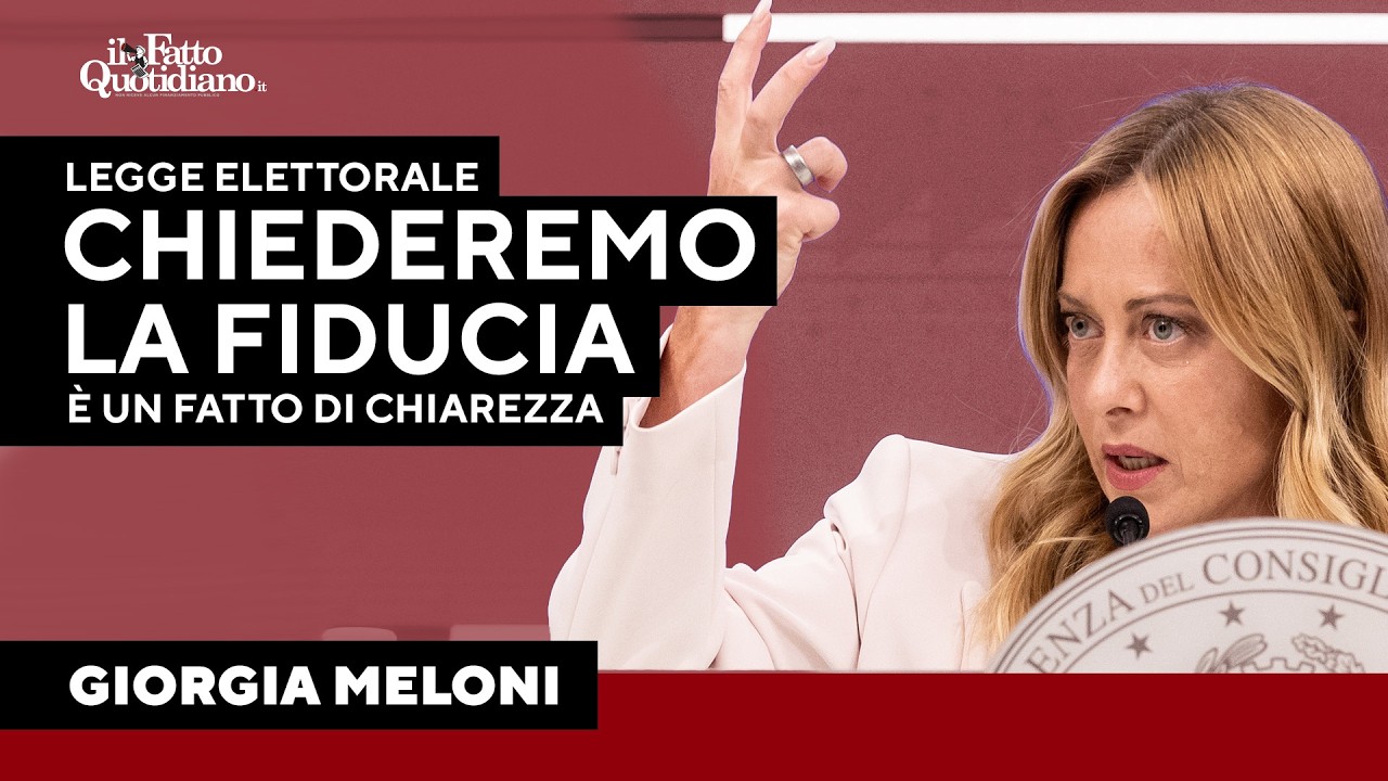 Legge elettorale, Meloni: “Chiederemo la fiducia alla Camera, è un fatto di chiarezza”