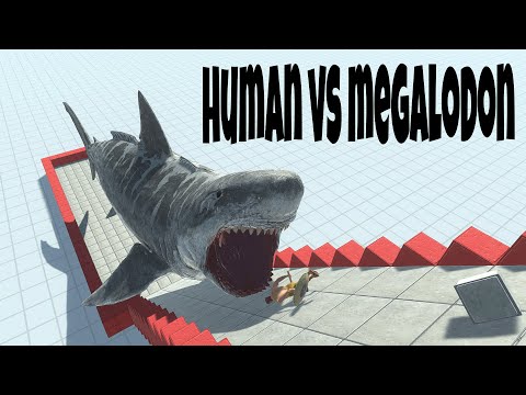 HUMAN (ALL UNITS) vs MEGALODON - Animal Revolt Battle Simulator