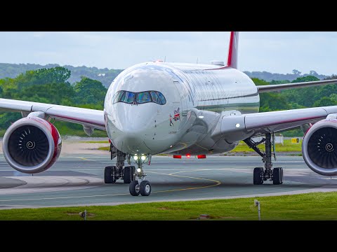 (4K) UP-CLOSE Arrivals and Departures at Manchester Airport