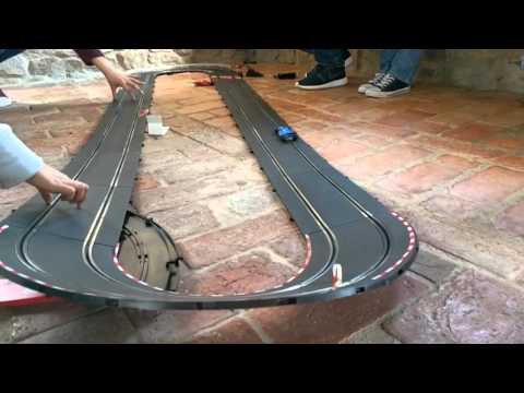 Slow motion slot car crash