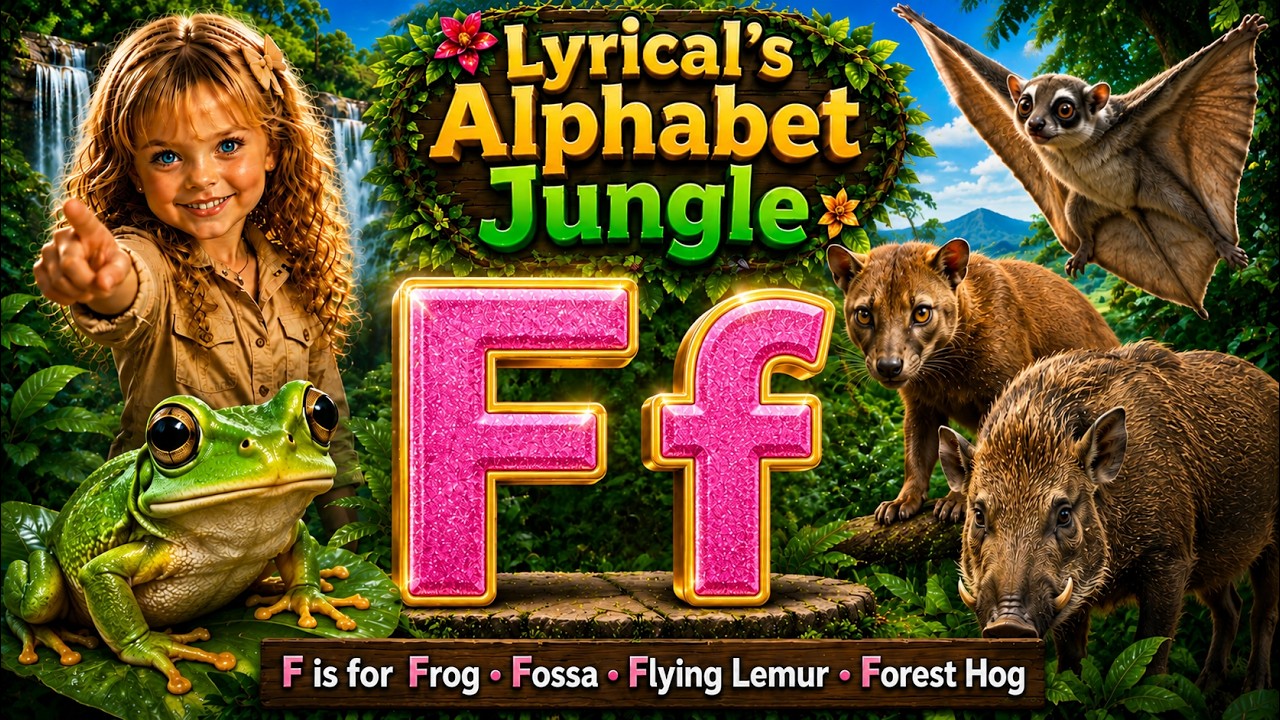 Lyrical’s Alphabet Jungle - The Letter F | Frog, Fossa, Flying Lemur, Forest Hog | Kids Animal Song