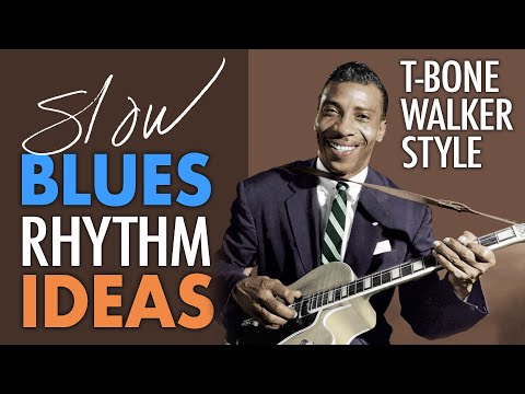 What do I play over a slow blues rhythm on guitar? T-Bone Walker style rhythm approach.