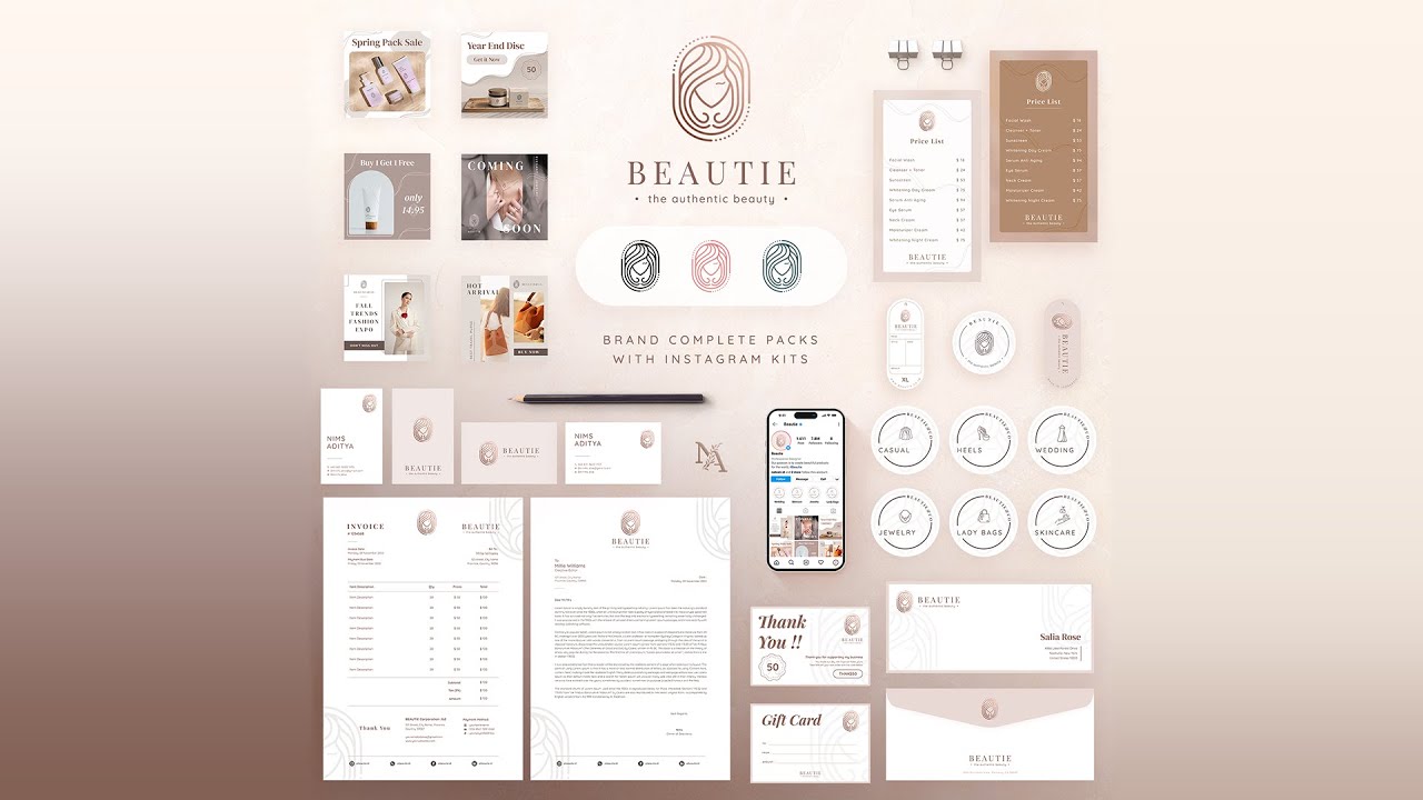 Beautie Logo Template & Branding Kit