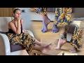 Trying Two Nylon Knee Highs Jumpsuit Sandals Outfit Test