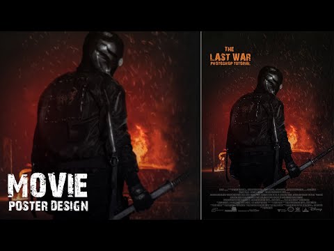 Movie Poster Design in Adobe Photoshop - The Last War || Vertex Graphic