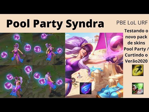 Seria o primeiro Gameplay Completo das nova skin Syndra Curtindo o Verão (Pool Party 2020) - PBE LoL