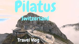 (Pilatus) Switzerland. Dragon Ride, top of mountain, cogwheel train and cruise Lake Lucerne. 4K