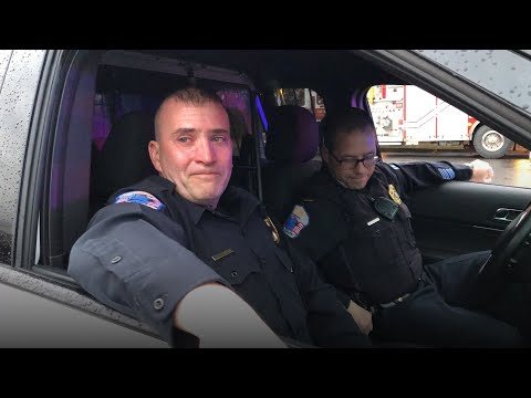 Retiring cop brought to tears as son delivers final sendoff