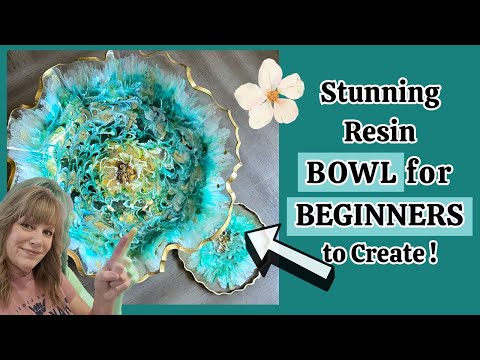 Turquoise & Gold Free Form Resin Bowl Step by Step Tutorial for Beginners That You Will Love