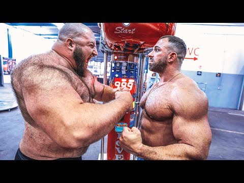 180 KG Strongman vs 120 KG Bodybuilder! Boxautomat Challenge - Dennis Kohlruss vs Kevin Wolter!