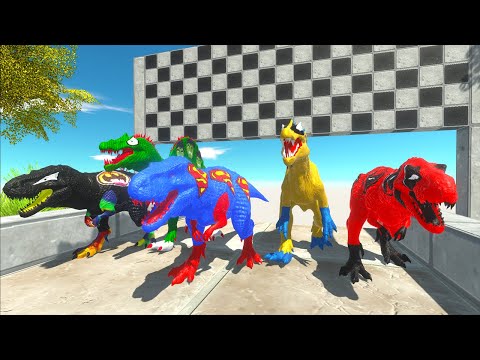Superman, Batman, Hulk, Deadpool, Wolverine T-rex Death Run - Animal Revolt Battle Simulator