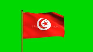 Tunisia National Flag | World Countries Flag Series | Green Screen Flag | Royalty Free Footages