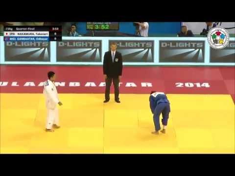 Takenori NAKAMURA (JPN) Vs Odbayar GANBAATAR (MGL) - Judo Grand Prix Ulaanbaatar 2014 [-73kg]