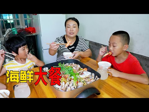 , title : '忙完農活，老公請吃海鮮大餐，還準備了飲料 | This recipe is a hit with the kids! The best seafood dinner ever!'