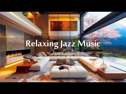 Relaxing Jazz Music ☕ Luxury Apartment with Jazz Ambience and Fireplace Sounds to Work, Study, Relax