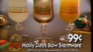 Arby's Holly Days Bow Stemware Glasses CHRISTMAS 1991