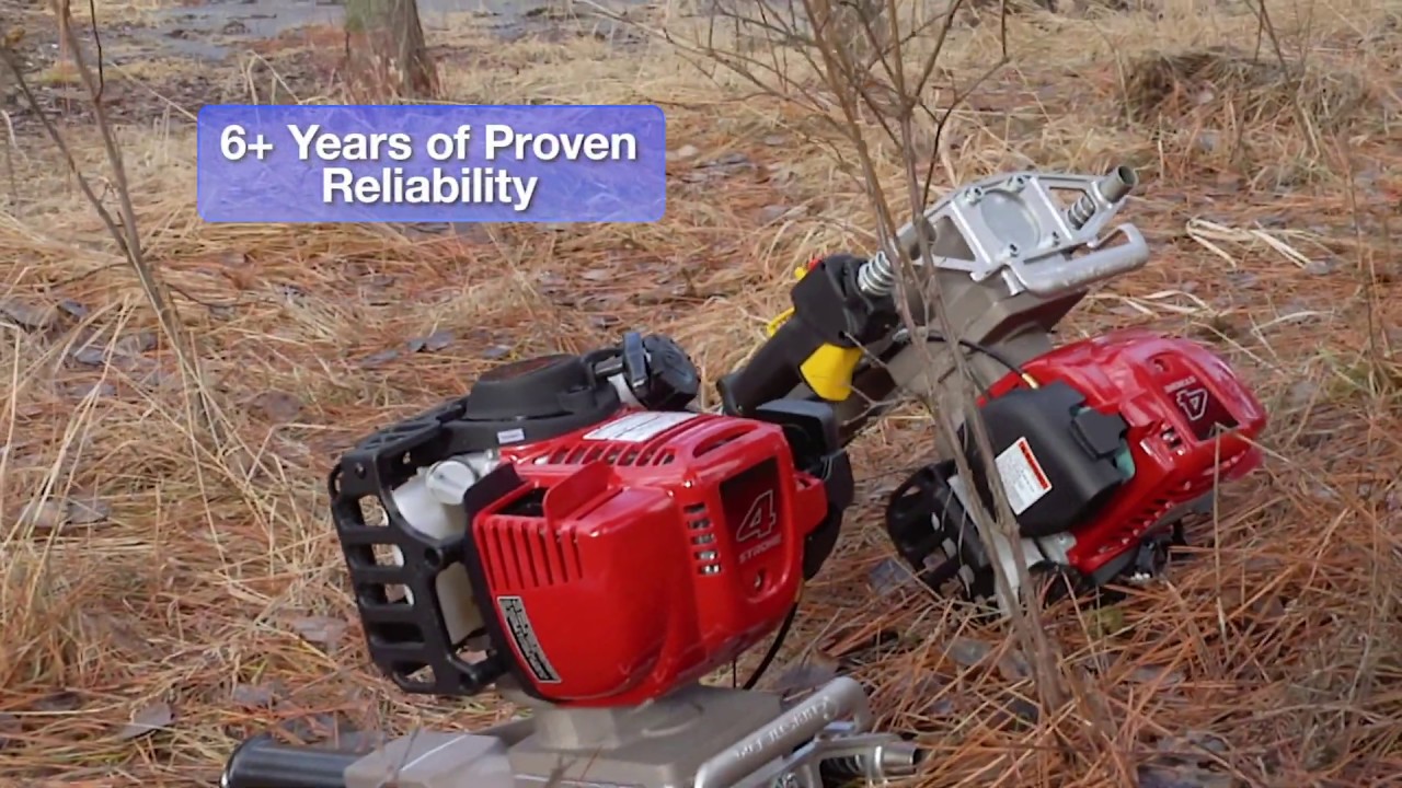A RediDriver gas powered post driver working in the field