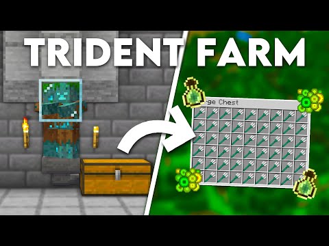 Easy Drowned Trident Farm in Minecraft Bedrock 1.21 (MCPE/Xbox/PS4/Nintendo Switch/Windows10)