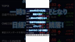 東証大引け速報！一時300円超安となり、日経平均続落！どうして？理由を解説！ #株式投資 #市場分析 #株価 #投資 #マーケット #トレンド #経済