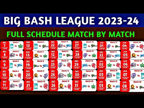 BBL 2023-24 Confirm Schedule || BBL all matches schedule  || Big Bash League 2023-24