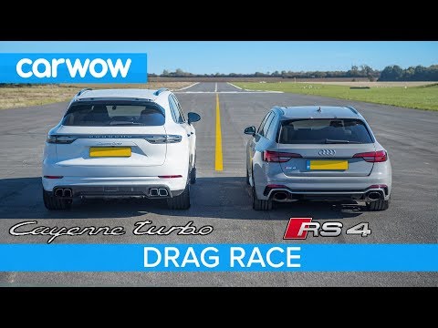 Porsche Cayenne Turbo vs Audi RS4 DRAG RACE - see which is quickest