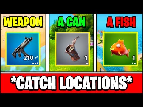 HOW TO CATCH A WEAPON, A CAN, AND A FISH LOCATIONS (Fortnite Season 2 Week 6 Challenges)