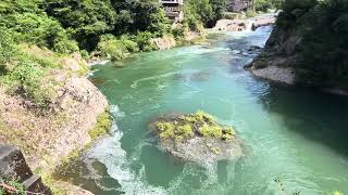 宇連川と馬背岩（その1）つり橋付近からの映像（2023.7.14）