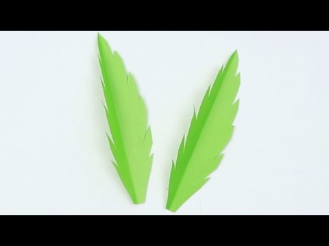 HOW TO CUT VERY EASY PAPER LEAVES IN JUST 60 SECONDS - DIY SIMPLE PAPER LEAF MAKING CRAFT IDEA !!