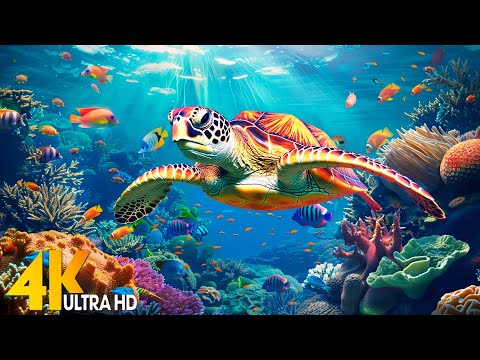 Ocean 4K - Sea Animals for Relaxation, Beautiful Coral Reef Fish in Aquarium(4K Video Ultra HD) #112