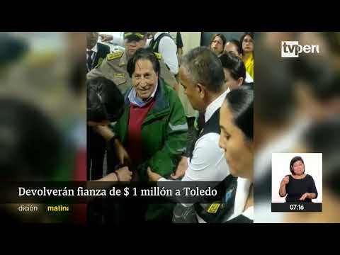 Alejandro Toledo: devolverán un millón de dólares de fianza a expresidente