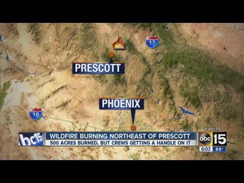 Wildfire burning  northeast of Prescott