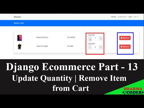 Django Ecom Part 13 | Update product quantity in cart and Remove cart item using jQuery AJAX