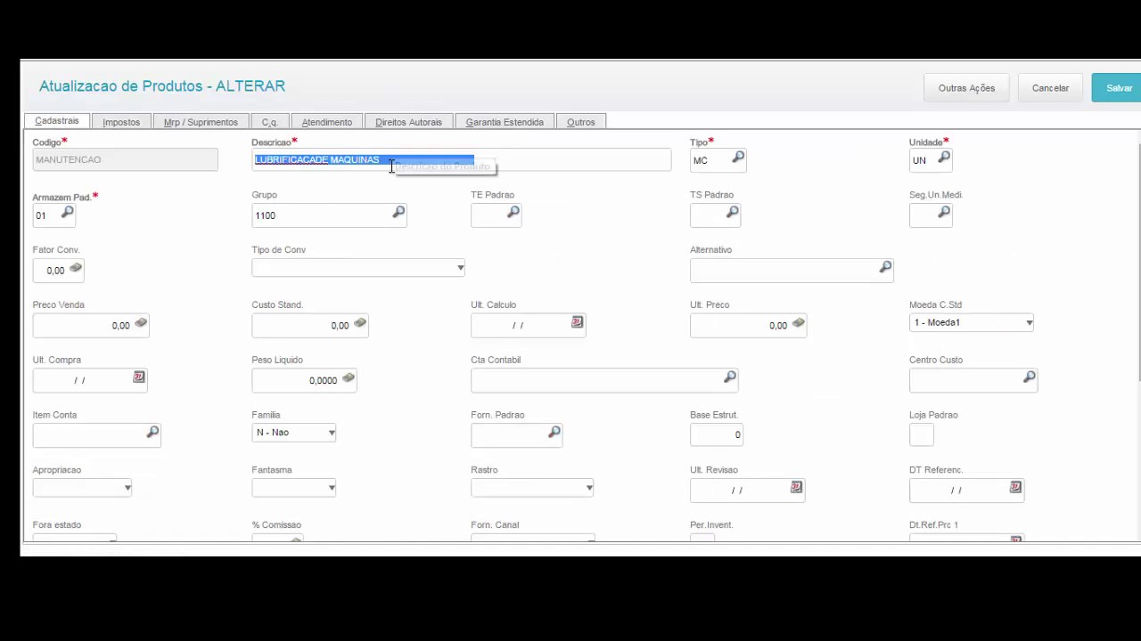 Protheus - Absorção de Custos Protheus   MOD x Centro de Custo