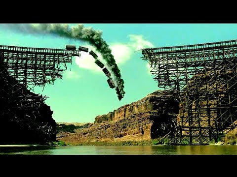 Train Falls of Wrecked Bridge | Lone Ranger Final Scene