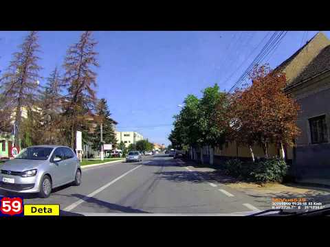 Driving through the city of Deta (from south to north). Timelapse 2x