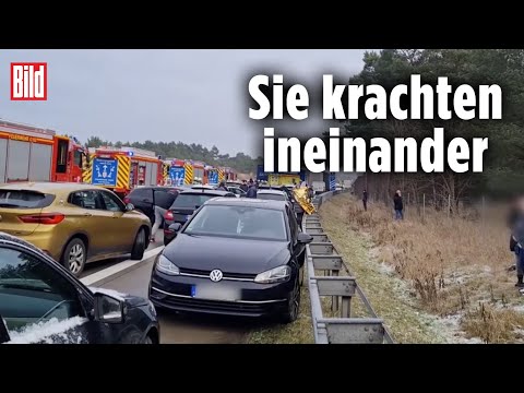 Glatteis: Massenkarambolage auf der A115 bei Potsdam