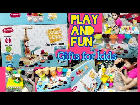 Chanak Scoop and Play, Ice Cream play Set With 6 Dough And 11 Stamps Molds 