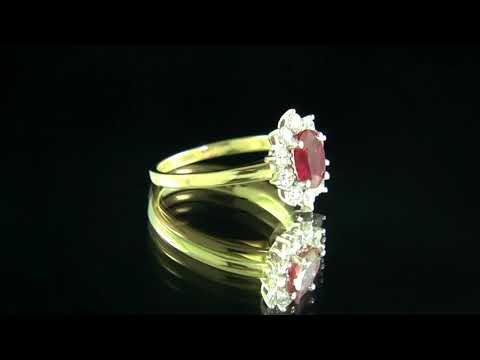 GR068 1.15 Carat Ruby & Diamond Halo Engagement Ring