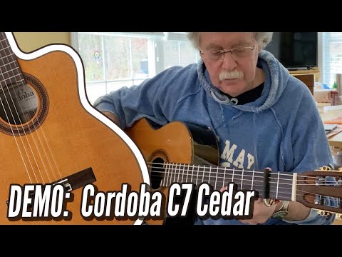 DEMO: Cordoba C7-CE - Solid Cedar Top Acoustic Electric Classical Guitar
