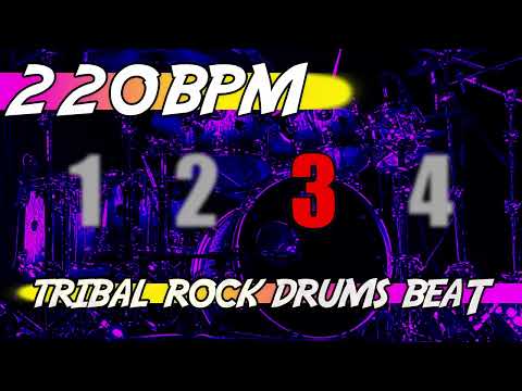 ✅ 220 BPM Backing Track 🥁 Ten minutes of tribal rock drums beat