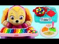 Feeding Paw Patrol Baby Skye Healthy Play Doh Dinner & Learning with Crayola Coloring Book!