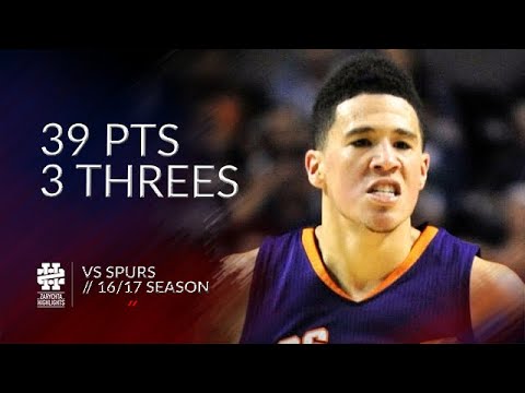 Devin Booker 39 pts 3 threes vs Spurs 16/17 season