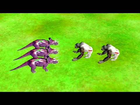 3 Triceratops VS 2 King Kong - Animal Revolt Battle Simulator