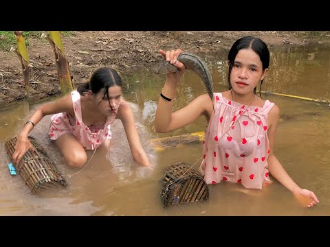 SOLO GIRL's bushcraft in a dugout & CAMP sauna and fishing ASMR 1