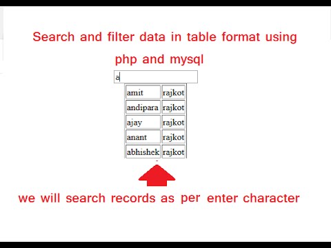 search and filter data in html table using php and mysql