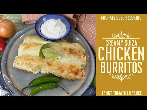 Chicken Burritos with Creamy Suiza Sauce