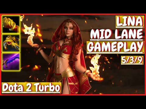 Lina 5/3/9 [MID LANE] [Gameplay DOTA 2 Turbo] 7.32