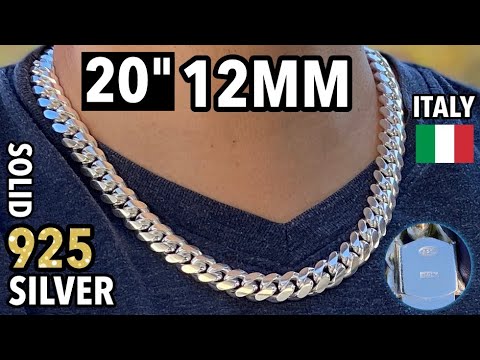 Real Solid Italy 925 Sterling Silver Miami Cuban Link 20" Inch x 12MM Thick Heavy Hip Hop Necklace
