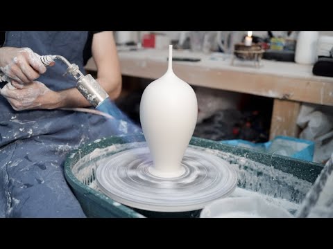 Making A Porcelain Bottle - Throwing On The Wheel (ASMR) - Matt Horne Pottery